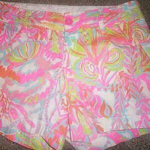Vintage Lily Pulitzer neon floral ladies shorts  SZ  4   The Callahan